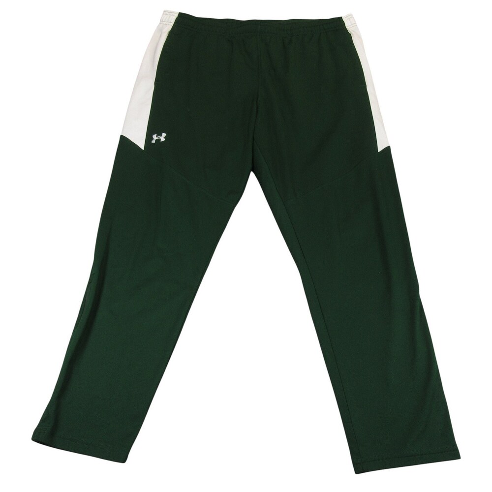 Under Armour Mens Athletic Pants XL Dark Green Forest 100% Polyester Drawstring